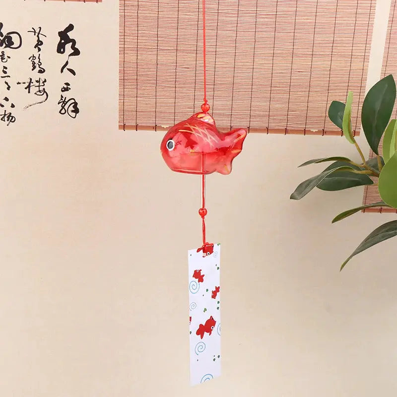 Wind Chime Chimes Japanese Glass s Style Goldfish Garden Hanging Outdoor Decor Pendant Furin Decorative Fish Ornament from PriceLows™