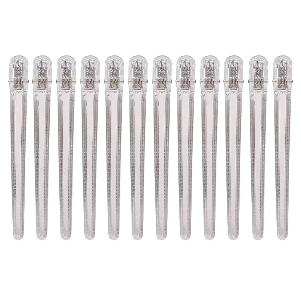 Pro Seamless Hair Clips | 12 Pcs Plastic Alligator Barbershop Styling Tools