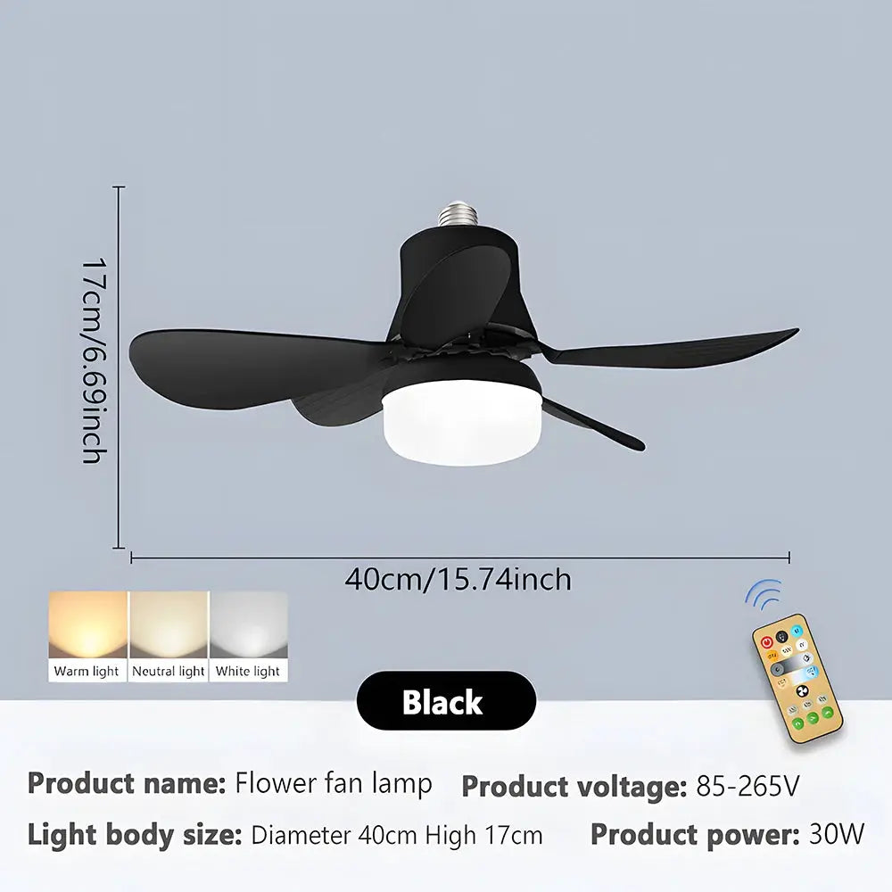 Ceiling Fan Light | Remote Control | Dimmable 3 Color Temperatures | E27 Socket
