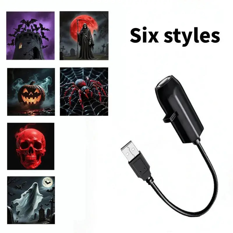 LED Projector Light | Switchable Patterns | USB Powered | Ghost Skull