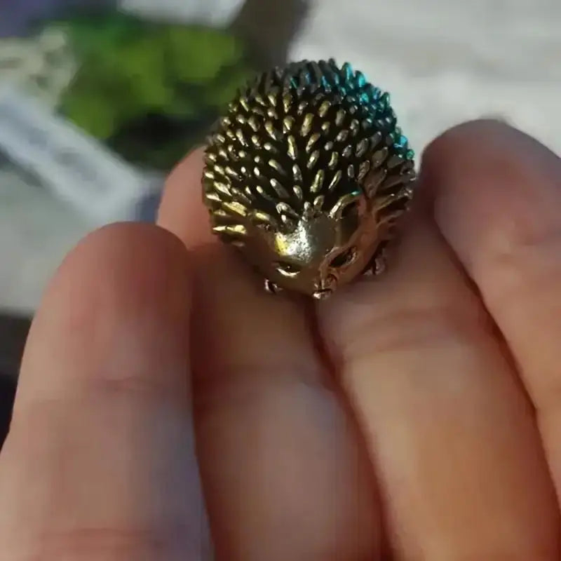 Brass Hedgehog Figurine | Vintage Metal Craft | Desktop Home Accent