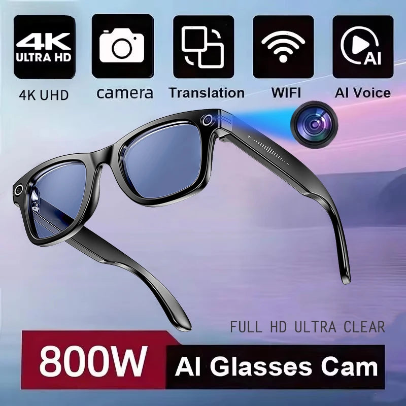 Smart Glasses | AI Translation 720P Dual Cam | Waterproof Bluetooth 5.3 | Men