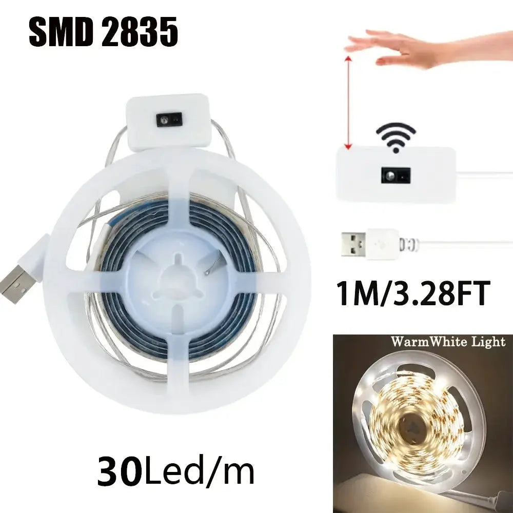 1M DC 5V Night Lights Lamp USB Gesture Sensor Dimmable 60 LEDs/m Strip Lights TV Backlight Kitchen Hand Sweep Waving Tape Diode from PriceLows™
