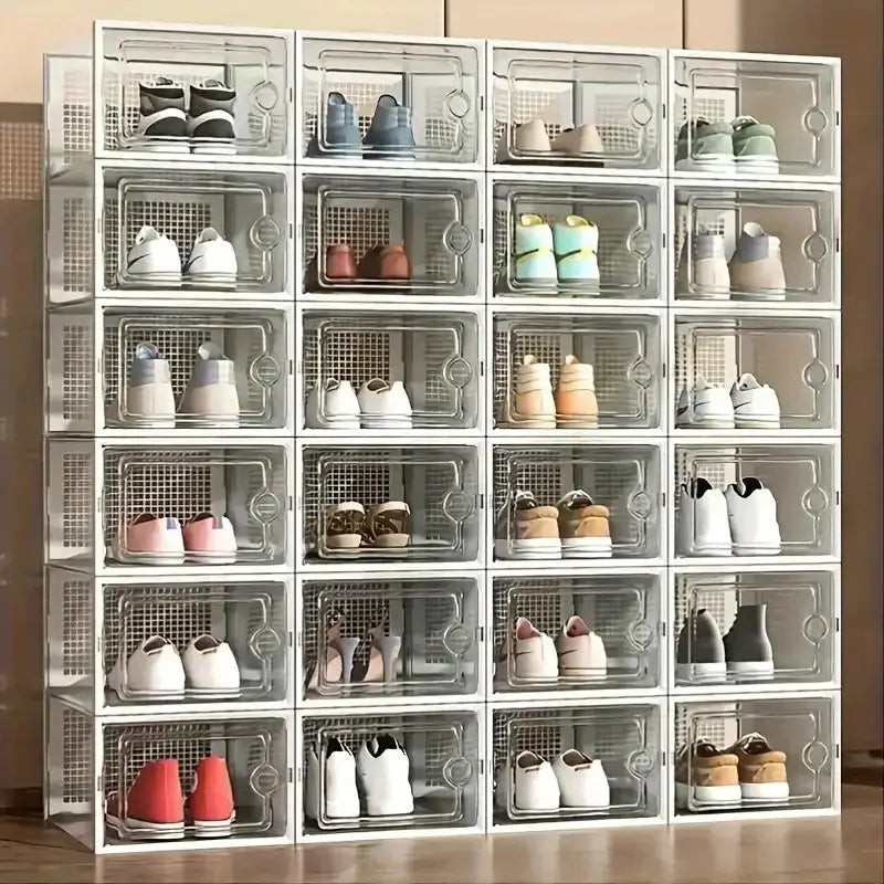24pcs Large Stackable Plastic Shoe Storage Boxes Dustproof Transparent Display Cabinet for Men/Women Sports Shoes Boots Hat Orga from PriceLows™