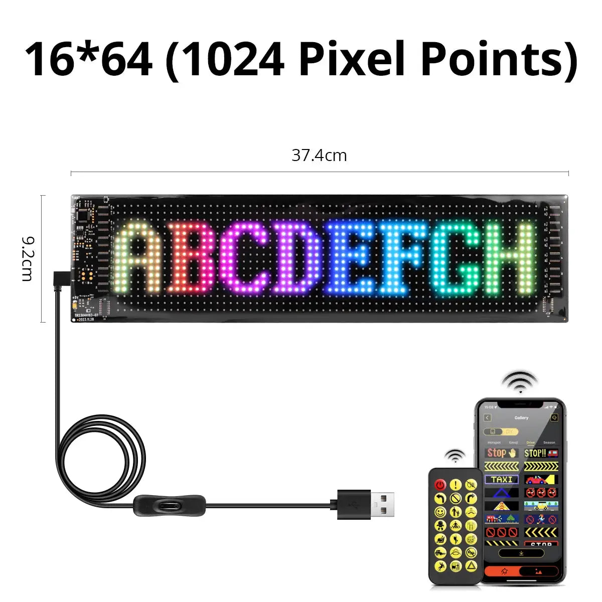 Smart Bluetooth Flexible LED Pixel Screen Strip 5V USB DIY Graffiti Sign LED Matrix Pixel Scrolling Display Advertising Light from PriceLows™