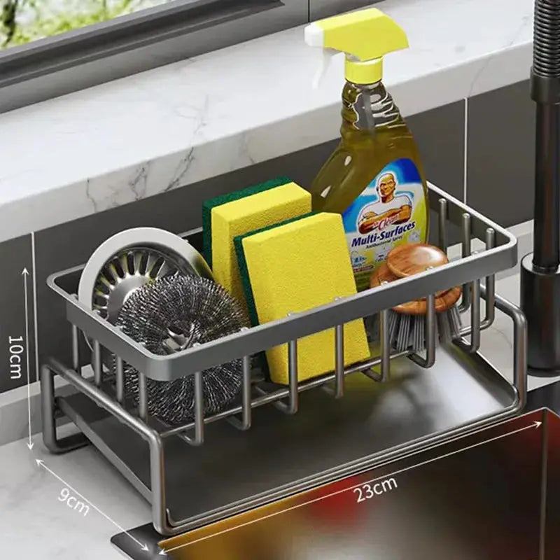 Kitchen Sink Organizer Carbon Steel with Tilted Water Tray Storage Rack for Sponge Brush 23×9×10cm from PriceLows™