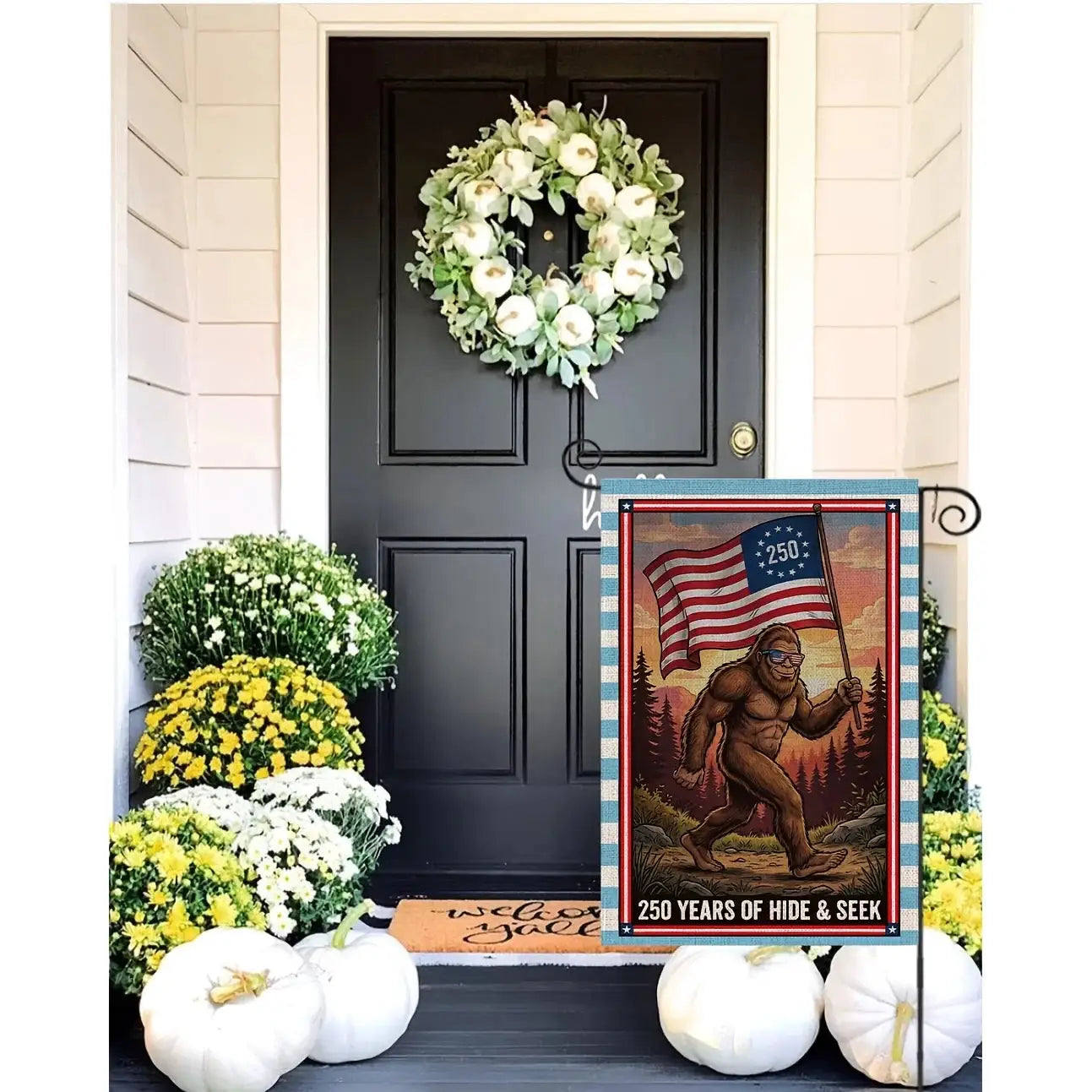 250th Anniversary American Garden Flag 12x18 – Patriotic Bigfoot Design, Double Sided – Outdoor Farmhouse Yard Decor from PriceLows™