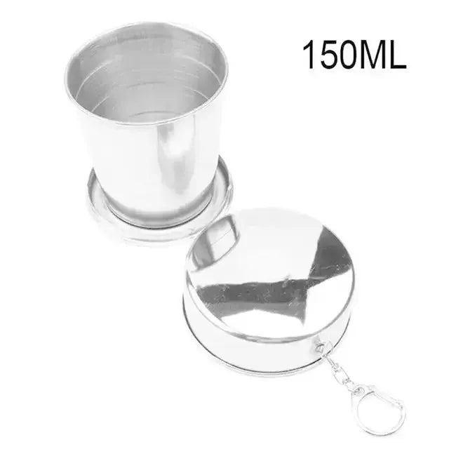 Foldable Cup with Lid 75ml-450ml Stainless Steel Shot Glass, Rustproof&Flexible, Easy-Carry Keychain For Travel,Fishing&Camping from PriceLows™