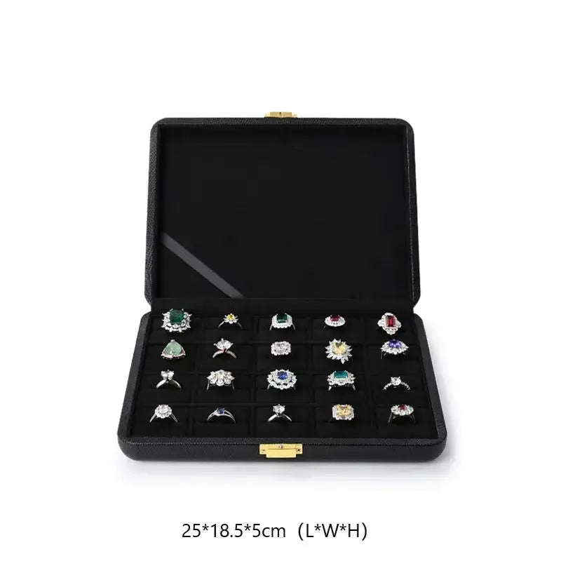 Oirlv Black Jewelry Organiser Boxes PU Leather Ring Earring Jewelry Set Box Jewel cases of precious metal Storage Box Gifts Box from PriceLows™