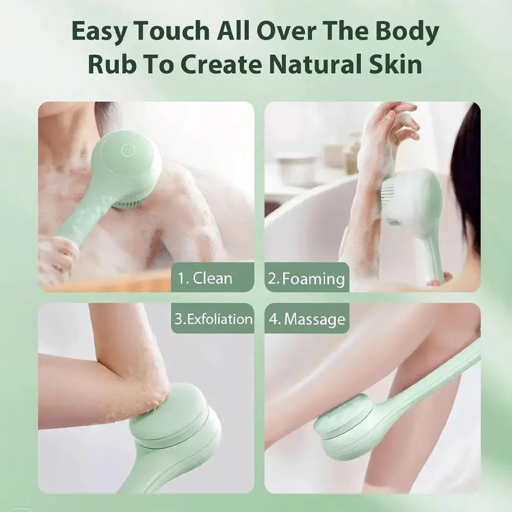 Electric Body Brush | 4 Interchangeable Heads | Waterproof | Back Scrubber