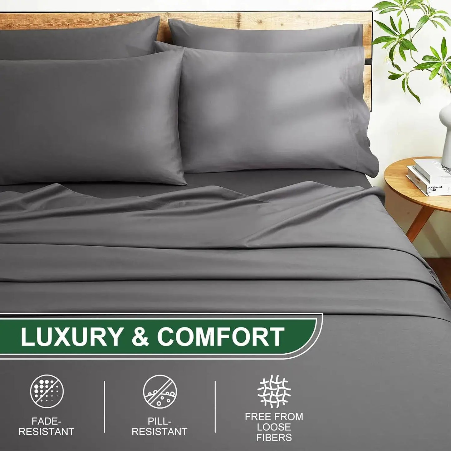 Egyptian Cotton Sheets Queen Size 6 Piece Set - 1200 Thread Count Deep Pocket Breathable Cooling Bed Sheets from PriceLows™