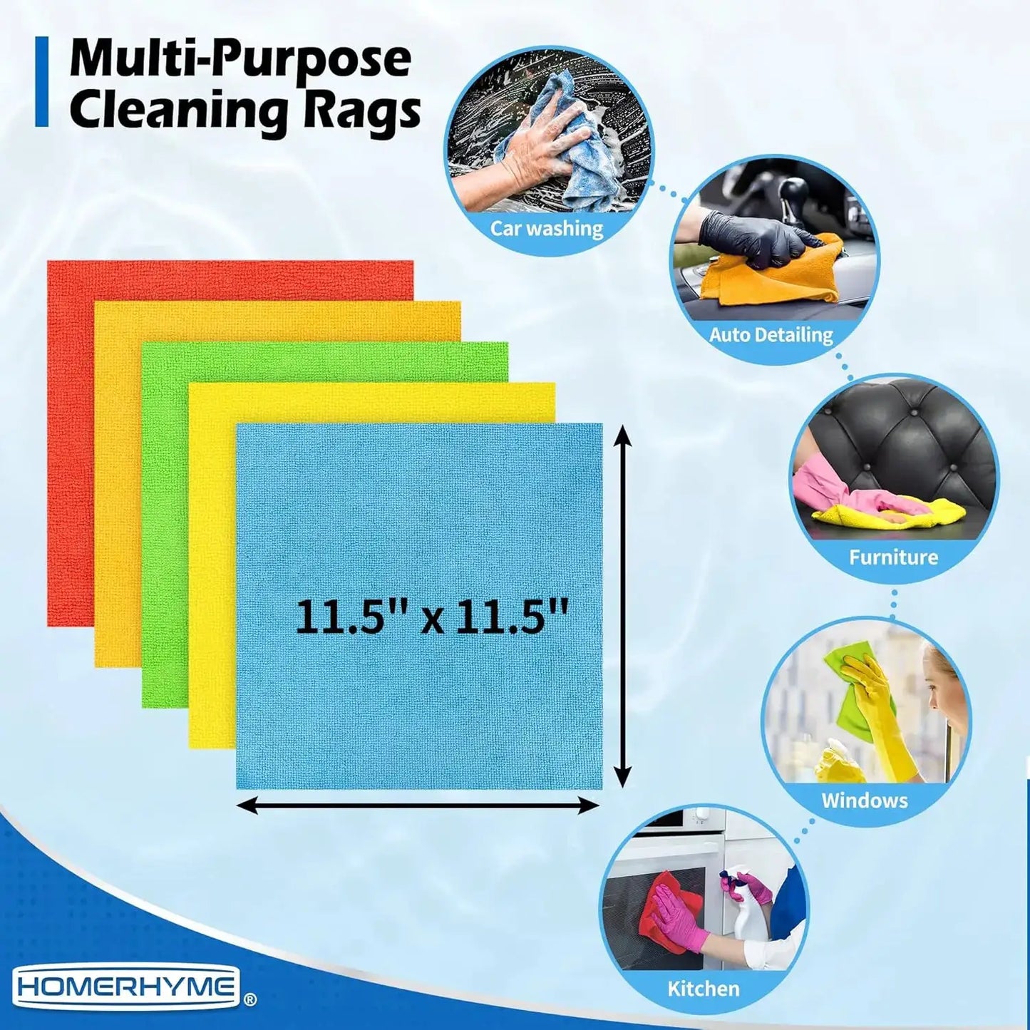 100 Pack Microfiber Cleaning Cloths, 11.5"x11.5" Lint-Free Absorbent Towels for Cars, Home, Kitchen, Garage from PriceLows™