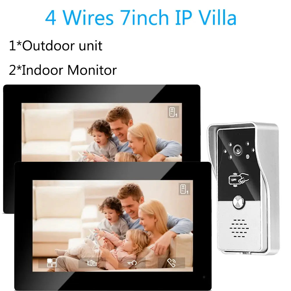 Video Intercom Monitor | 7 Inch Color Display | Wired Doorphone | Indoor Kit