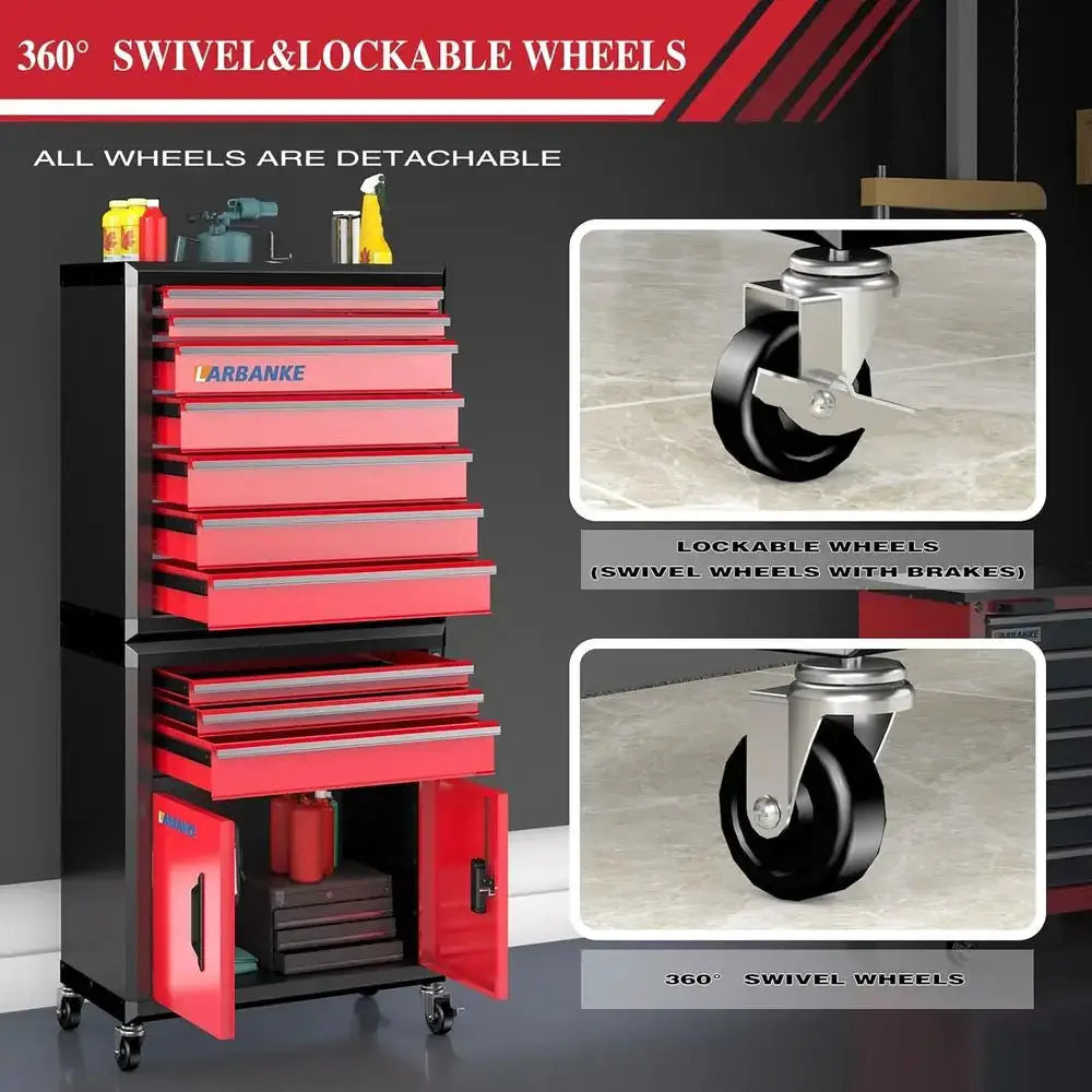 10-Drawer Rolling Tool Chest with Detachable Countertop, Heavy-Duty Metal Cabinet for Garage and Workshop Organization from PriceLows™