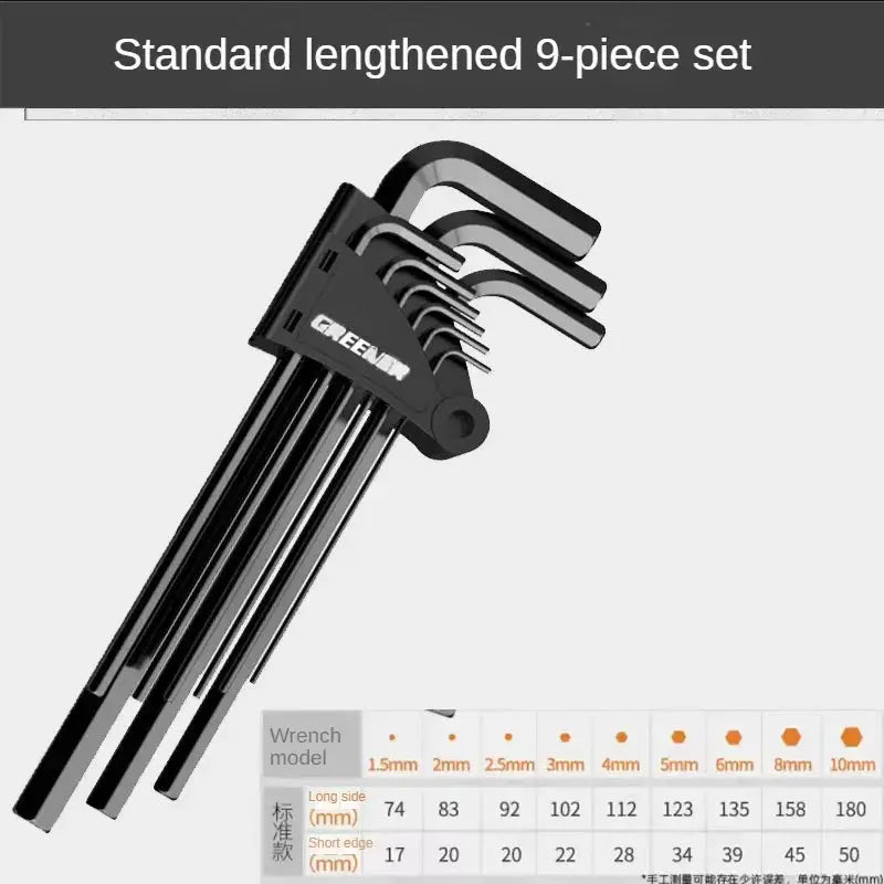 Greener 9PCS Allen Key Set L Type Wrench Kit Hex Wrench Hand Tool Allen Key Hexagon Flat Ball Torx Head Spanner Key Repair Tools from PriceLows™