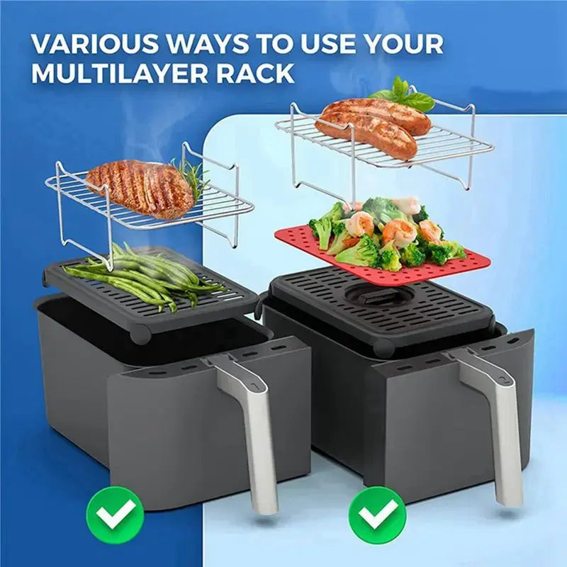 Air Fryer Rack | Multi Layer Design | For Ninja Dual Basket | DZ201, DZ401