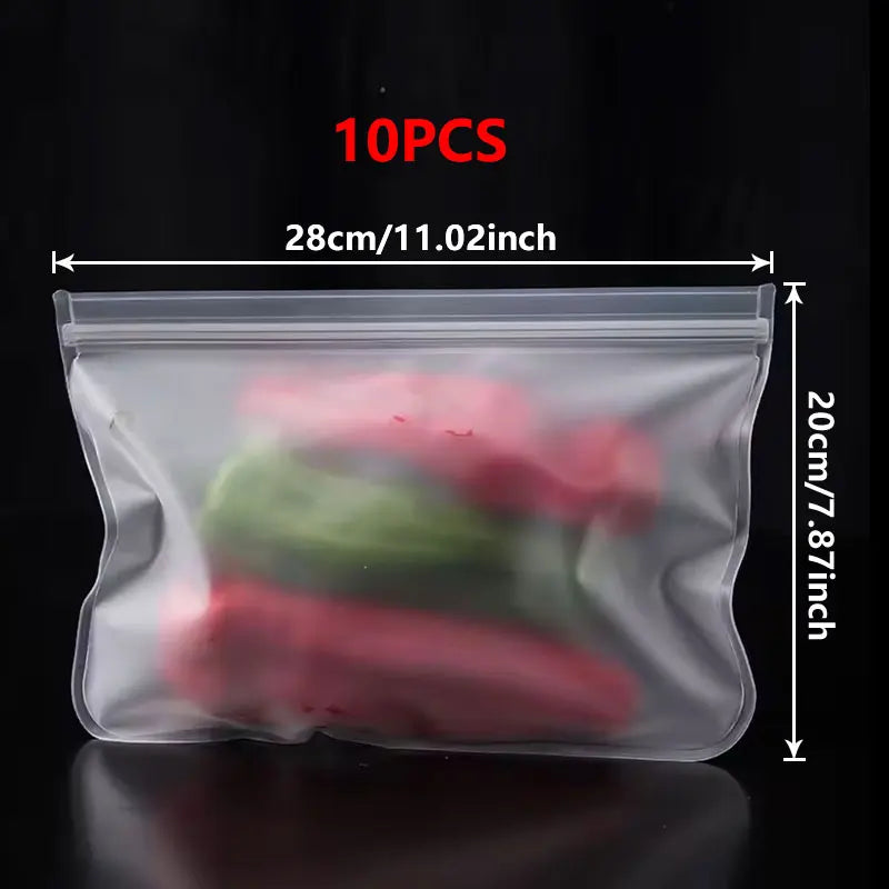 Silicone Food Grade Storage Bags | Leakproof | Freezer Safe | 5Pcs/10Pcs Pack