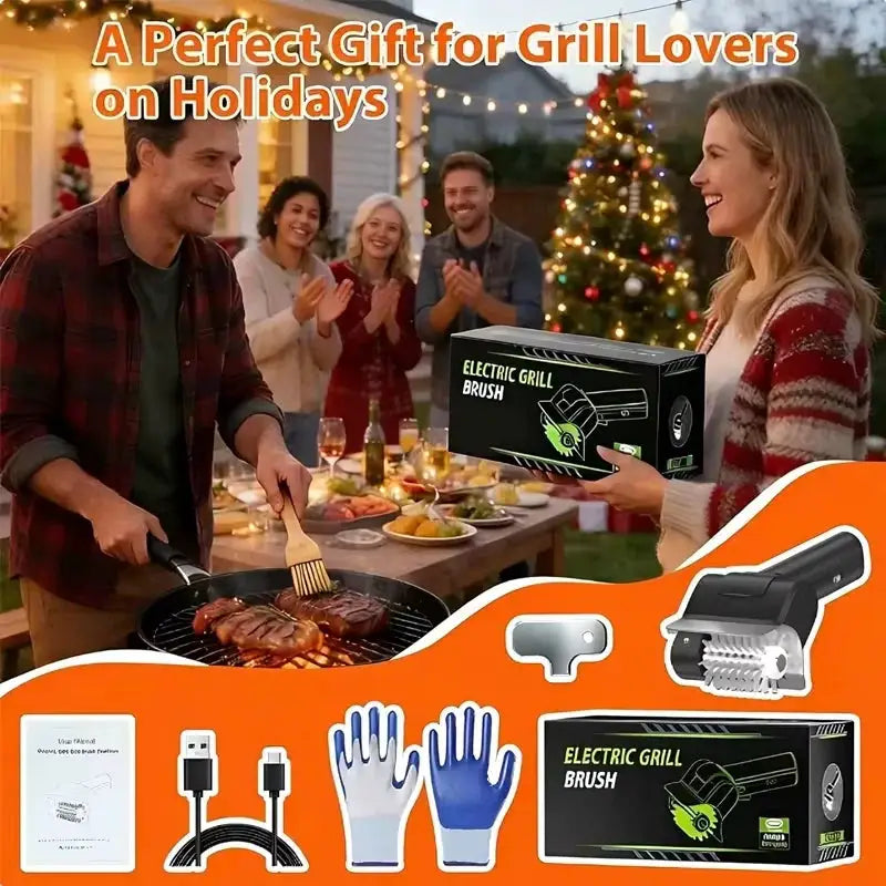 Electric BBQ Brush | 18000 RPM Motor | 2000mAh Battery | Cordless Grill Cleaner
