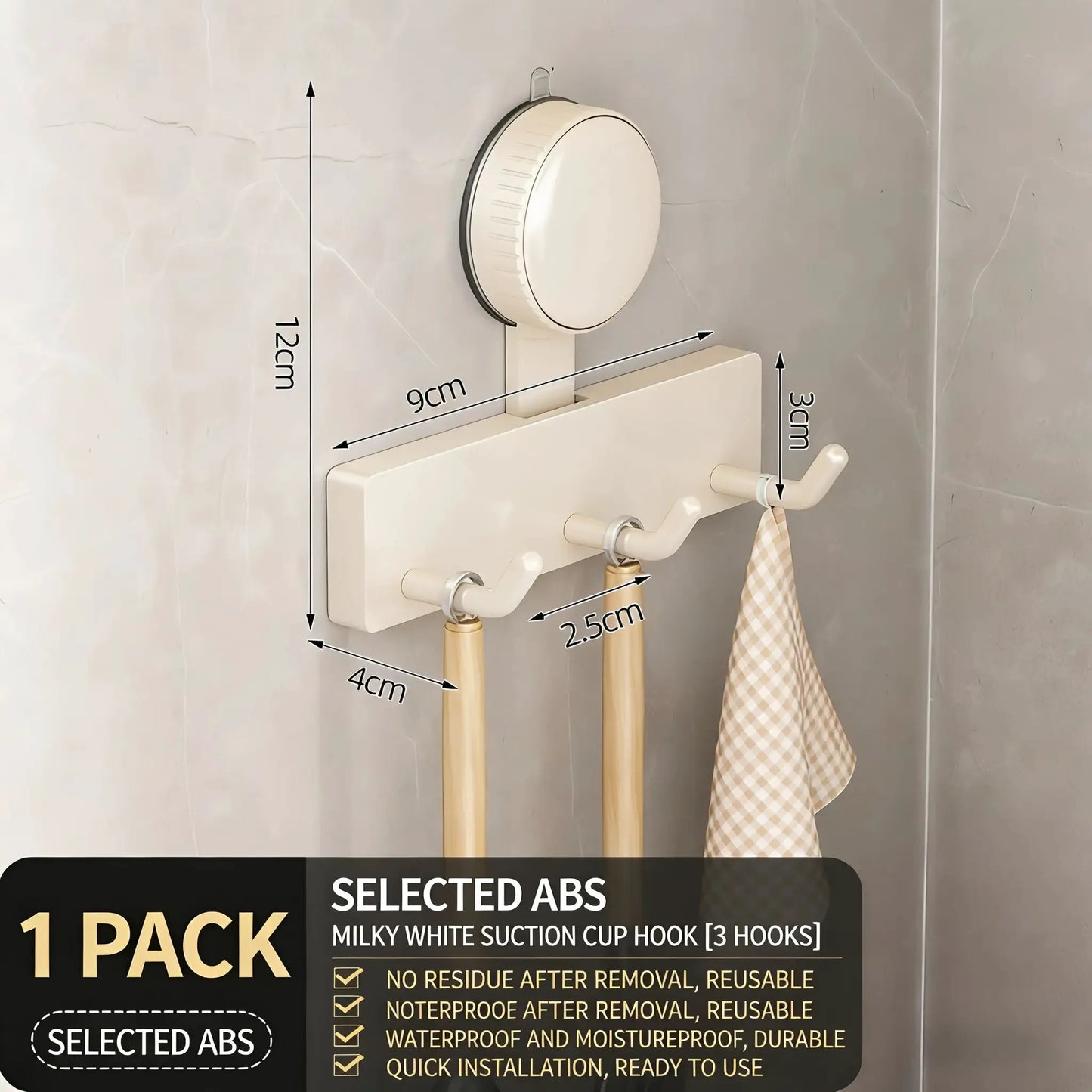 1Pc Suction Cup Hooks No-Drill Wall-Mounted Kitchen Organizer - Strong Load-Bearing Rack for Spatulas Ladles & Utensils from PriceLows™