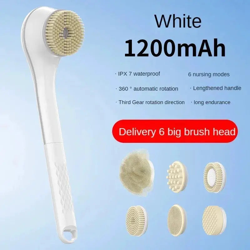 Electric Bath Brush | 6 Replaceable Heads | 360 Rotating | IPX7 Waterproof