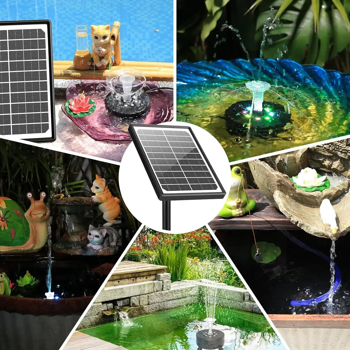 10W Solar Water Fountain with Colorful LED Light 4400mAh Rechargeable Battery Remote Control Solar Fountain Pump with 16 Nozzles from PriceLows™