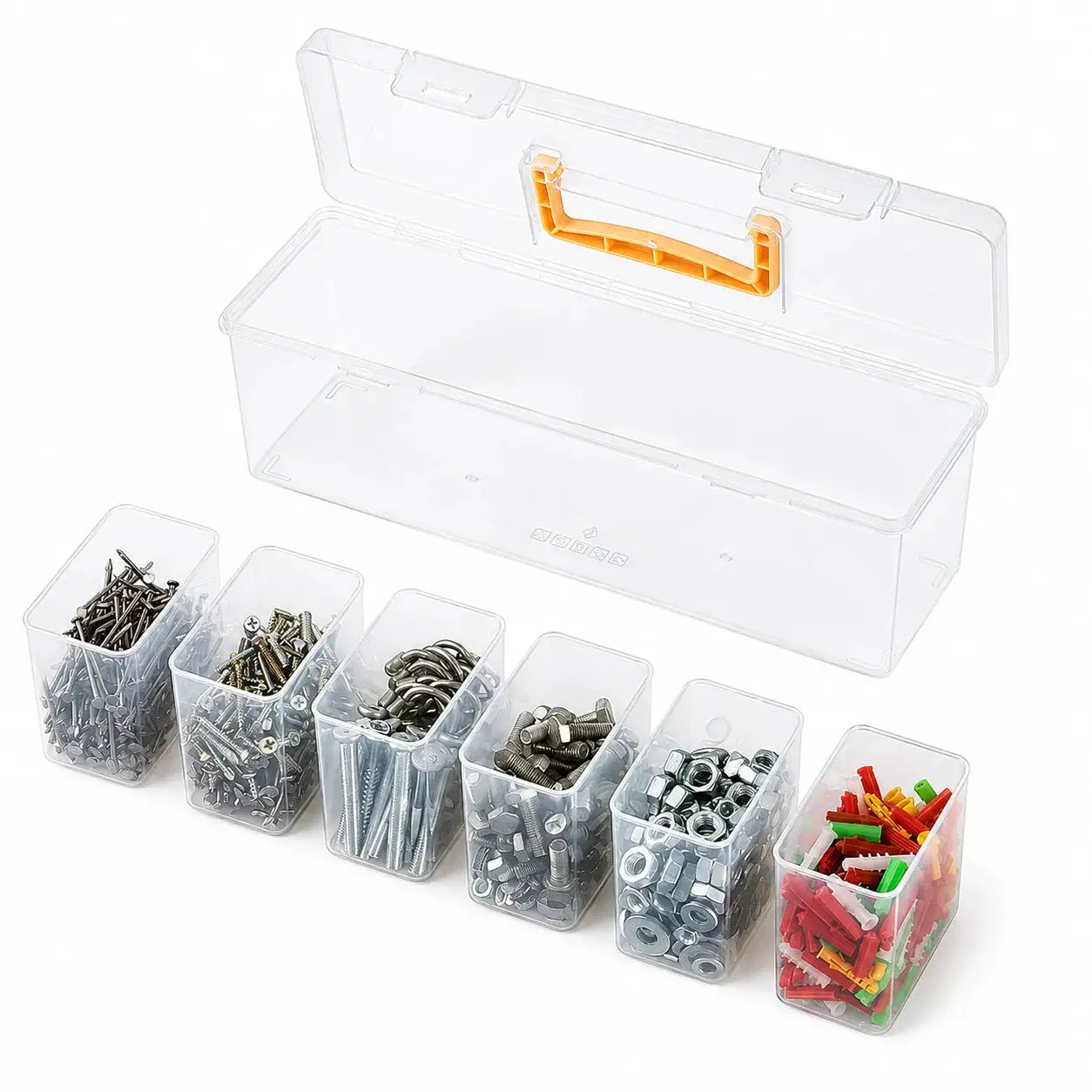 7-in-1 Portable Hardware Storage Box ,6 Detachable Small Bins,Multifunctional Organizer for Screws,Nuts & Household Small Parts from PriceLows™