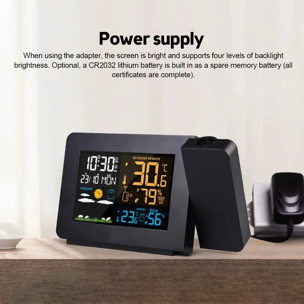 Projection Alarm Clock with Weather Station, Atomic Clock with Indoor Outdoor Thermometer & Humidity Monitor, WWVB Digital from PriceLows™