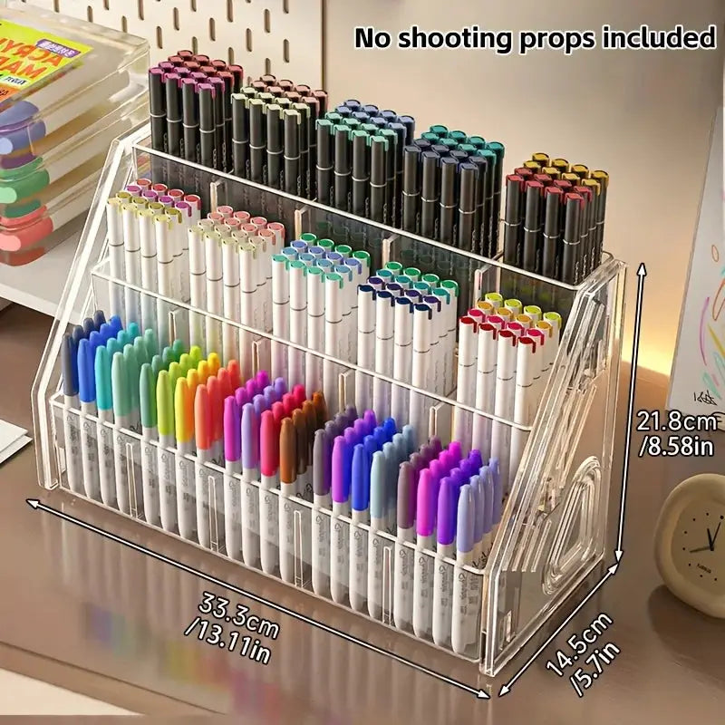 1Pc Pen Holder Organizer, Large Capacity Acrylic Storage Rack, Paintbrush Compartment Organizer, Suitable for Paintbrushes, Pencils, Markers, Suitable for Home, Office, School, Durable Design, Essential for Office Supplies an from PriceLows™