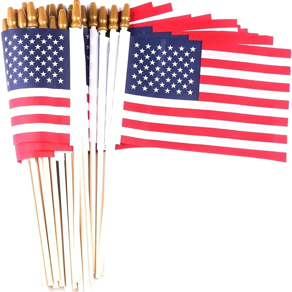 Pack of 100 Mini American Flags - 4x6 Inches American Flag - Small Flags on Sticks - American Flags for Labor Day - American Flag for Classroom - Labor Day Decorations from PriceLows™