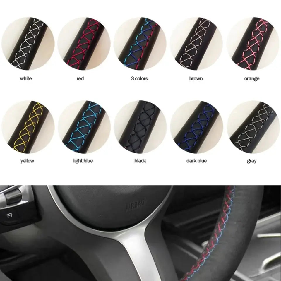 Customized Black Car Steering Wheel Braid Cover Hand Sewing Microfiber Leather For Seat Leon (Mk2) 2006-2008 Ibiza (6L) 2007 from PriceLows™
