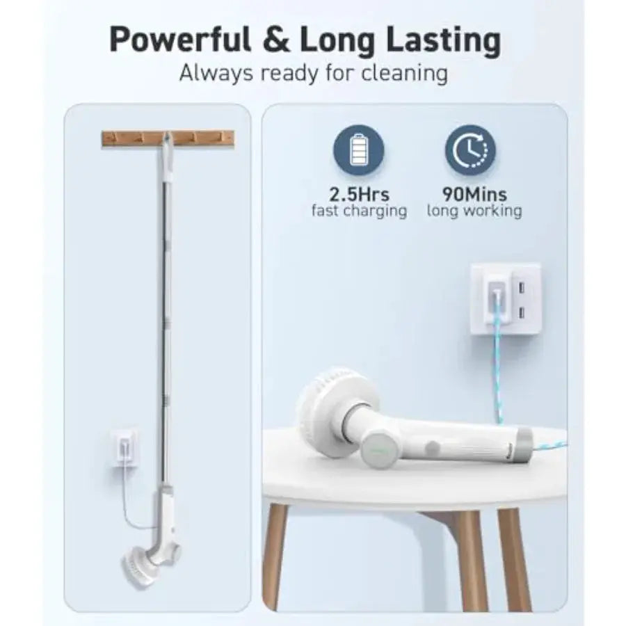 Electric Spin Scrubber | 3 Angles | 2 Speeds | 3 Brush Heads