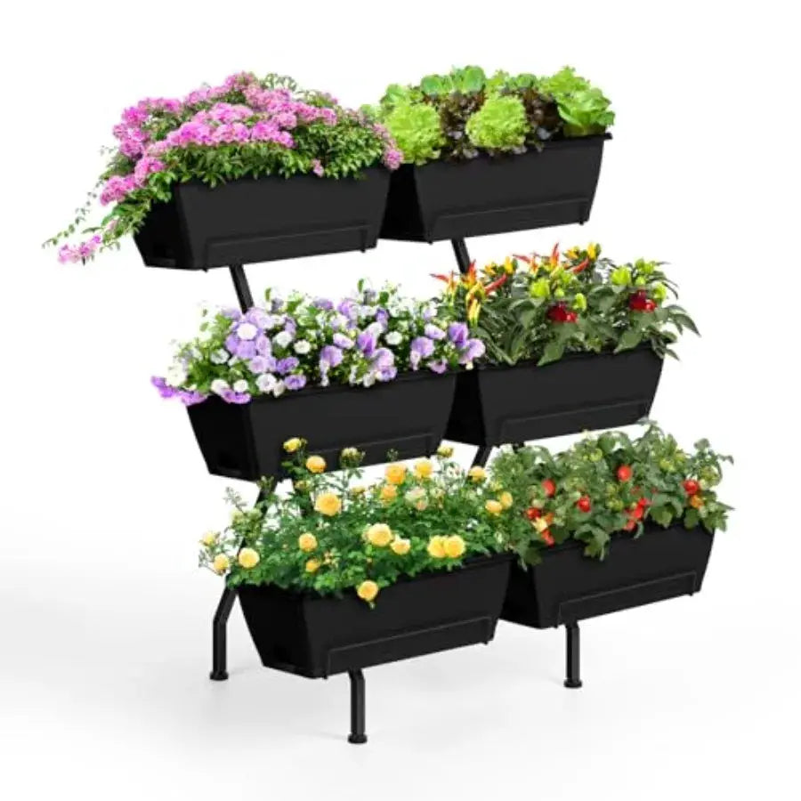 2 Column Vertical Raised Garden Beds 6 Planter Boxes Standing Garden Bed Outdoor/Indoor Herb Garden Tie Planter with Drainage H from PriceLows™