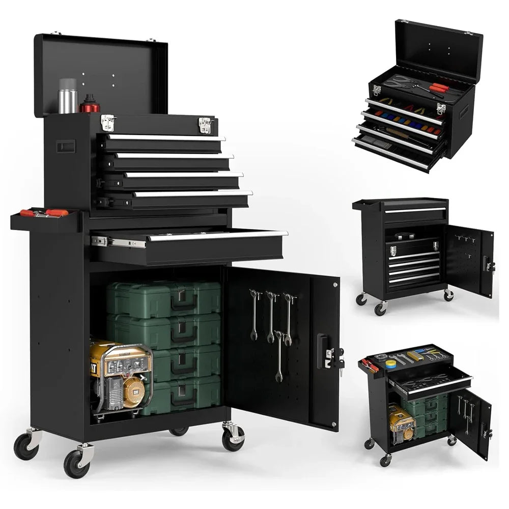 FHKEJI 2-in-1 Metal Tool Chest Movable Tool Cart with Lockable 5-Drawers and Wheels for Garage Workshop Rolling Tool Cabinet from PriceLows™