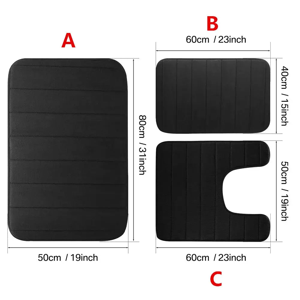 1/2/3pc Set Memory Foam Bath Mat Bathroom Anti-skid Carpet Quick Water Absorption Machine Washable Soft Comfortable Floor Rug from PriceLows™