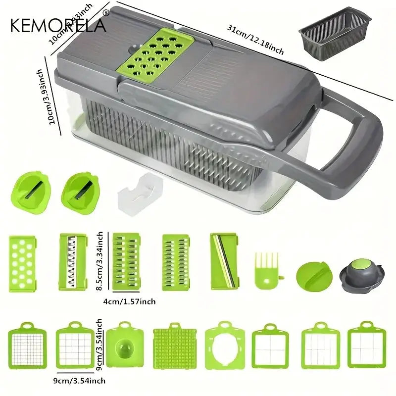 Vegetable Cutter | 22 In 1 Multifunction | Handheld With Container | 15 In 1