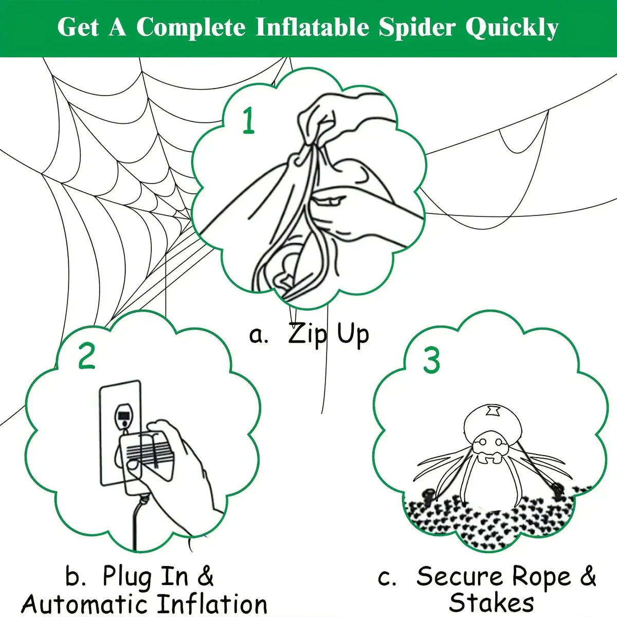 Giant Inflatable Spider | 7.2FT Size | Integrated LED Lighting | Plus Blower