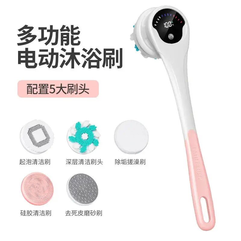 Electric Body Brush | Waterproof Long Handle | 5 Heads, 2 Speeds | No Variants