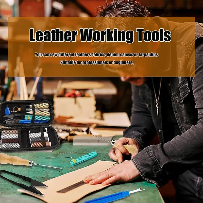 Leather Craftsmanship DIY Leather Sewing Kit Interior Decoration Repair Kit, Comes with Sewing Umbrella Scissors Tool Kit, Suita from PriceLows™