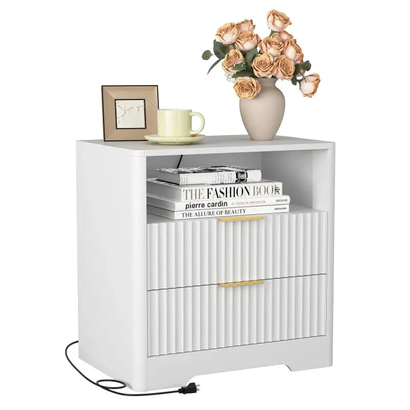 Nightstand with Charging Station, Smart Nightstand with Night Light,Bedside Tables with Storage Cabinet for Bedroom from PriceLows™