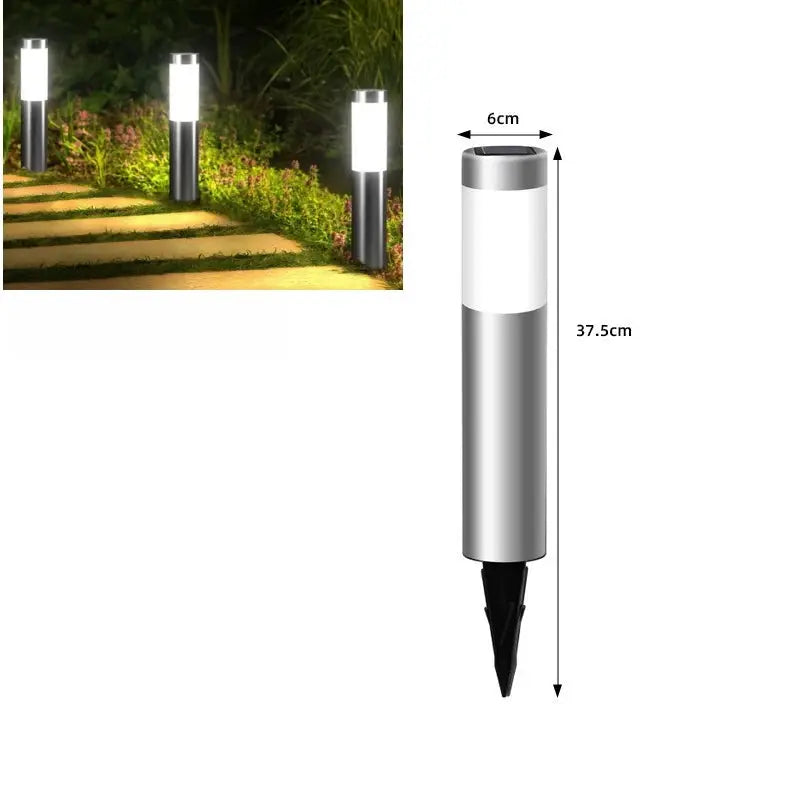 Solar Stainless Steel LED Modern Pathway Lights Upgraded Courtyard Outdoor Garden Cylindrical Lawn Light Outside Walkway Decor from PriceLows™