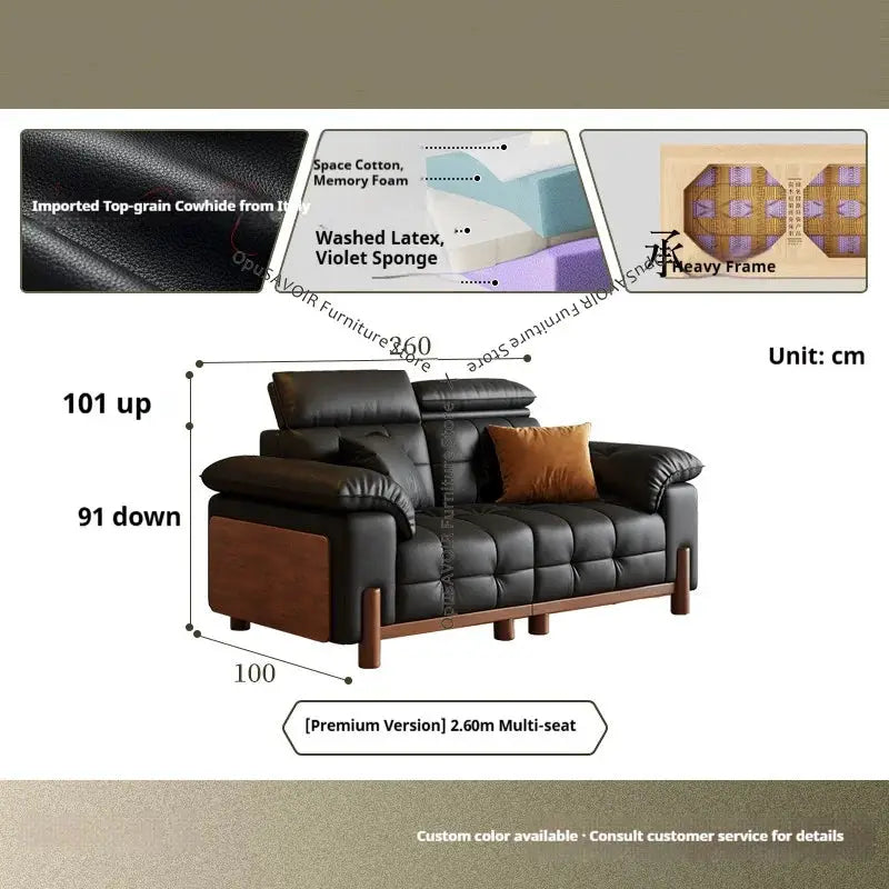 Sofa | Solid Wood Frame | Top Grain Leather | Mid-Century Modern from PriceLows™