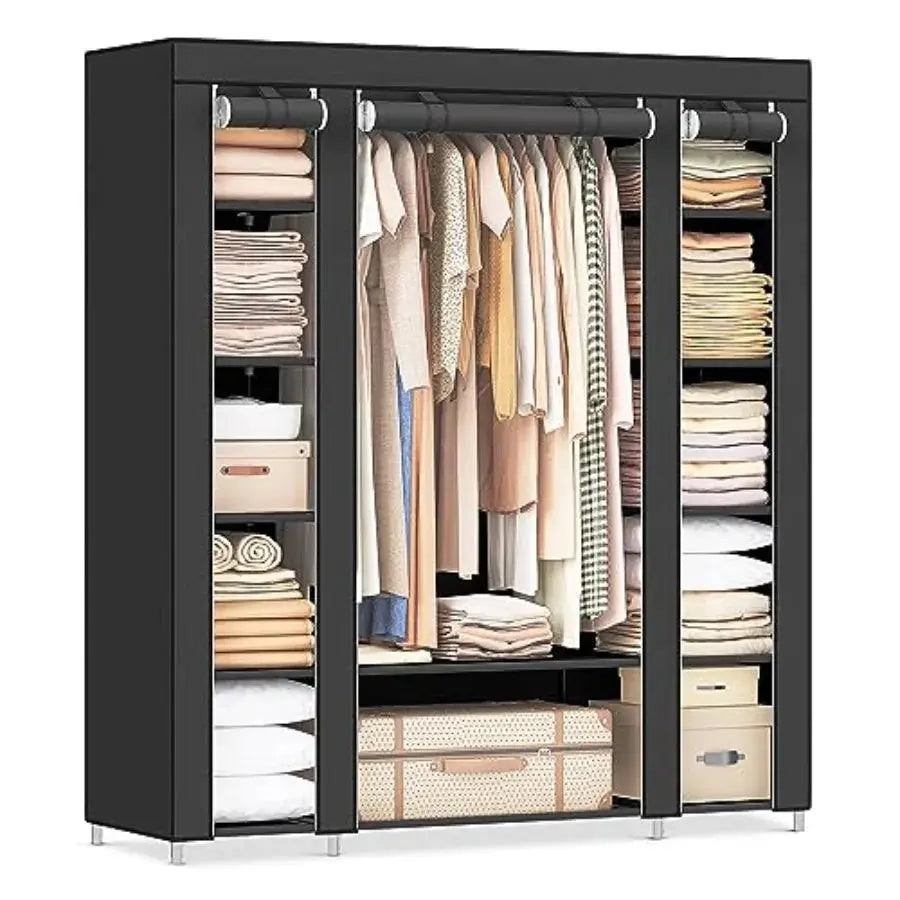 Closet Wardrobe Portable Closet for Bedroom Clothes Rail with Non-Woven Fabric Cover Clothes Storage Organizer 59 x 17.7 x 69 I from PriceLows™