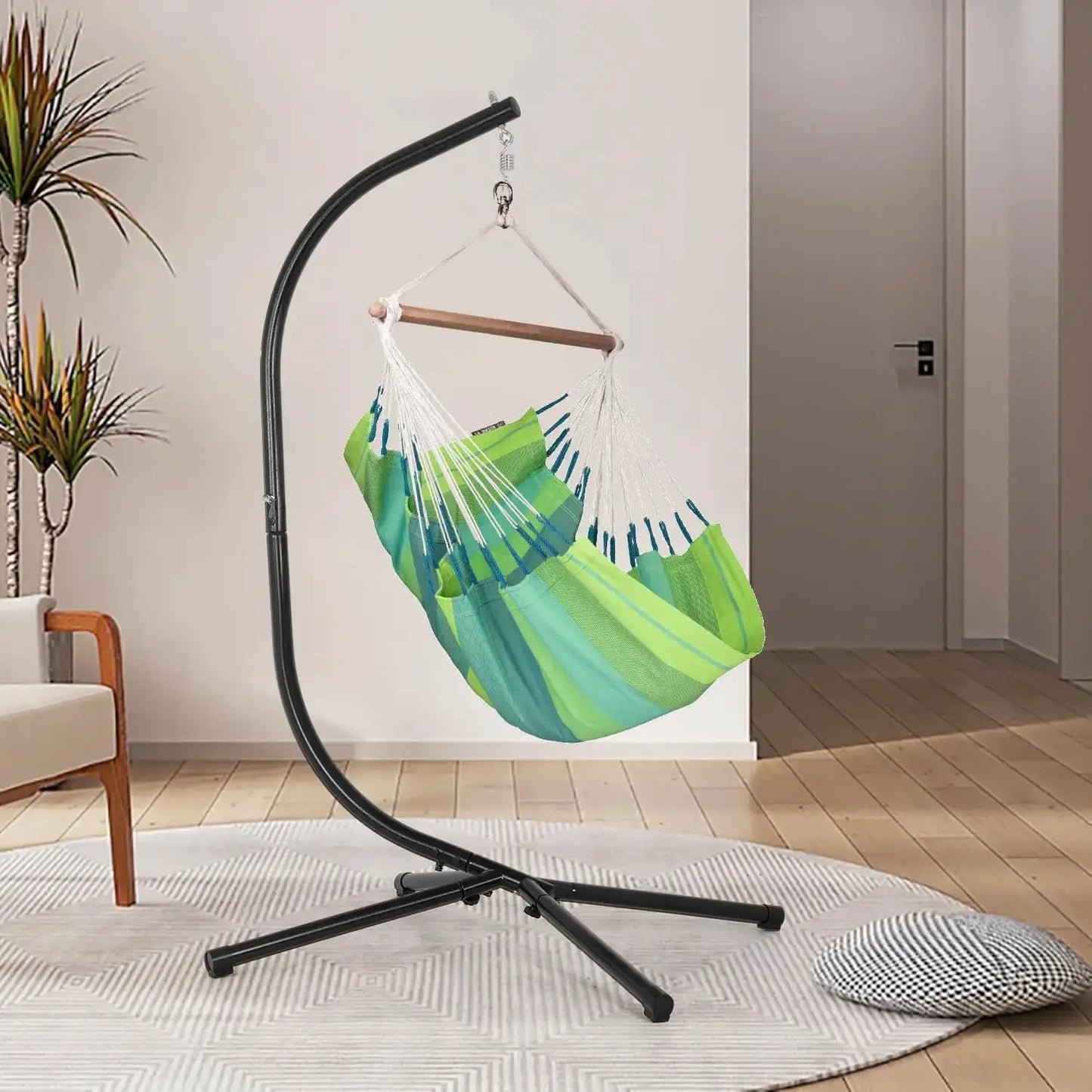 Outdoor Hanging Hammock Chair Stand with 360 Rotation, Heavy Duty Steel Frame Supports 400 LBS for Porch Swing from PriceLows™