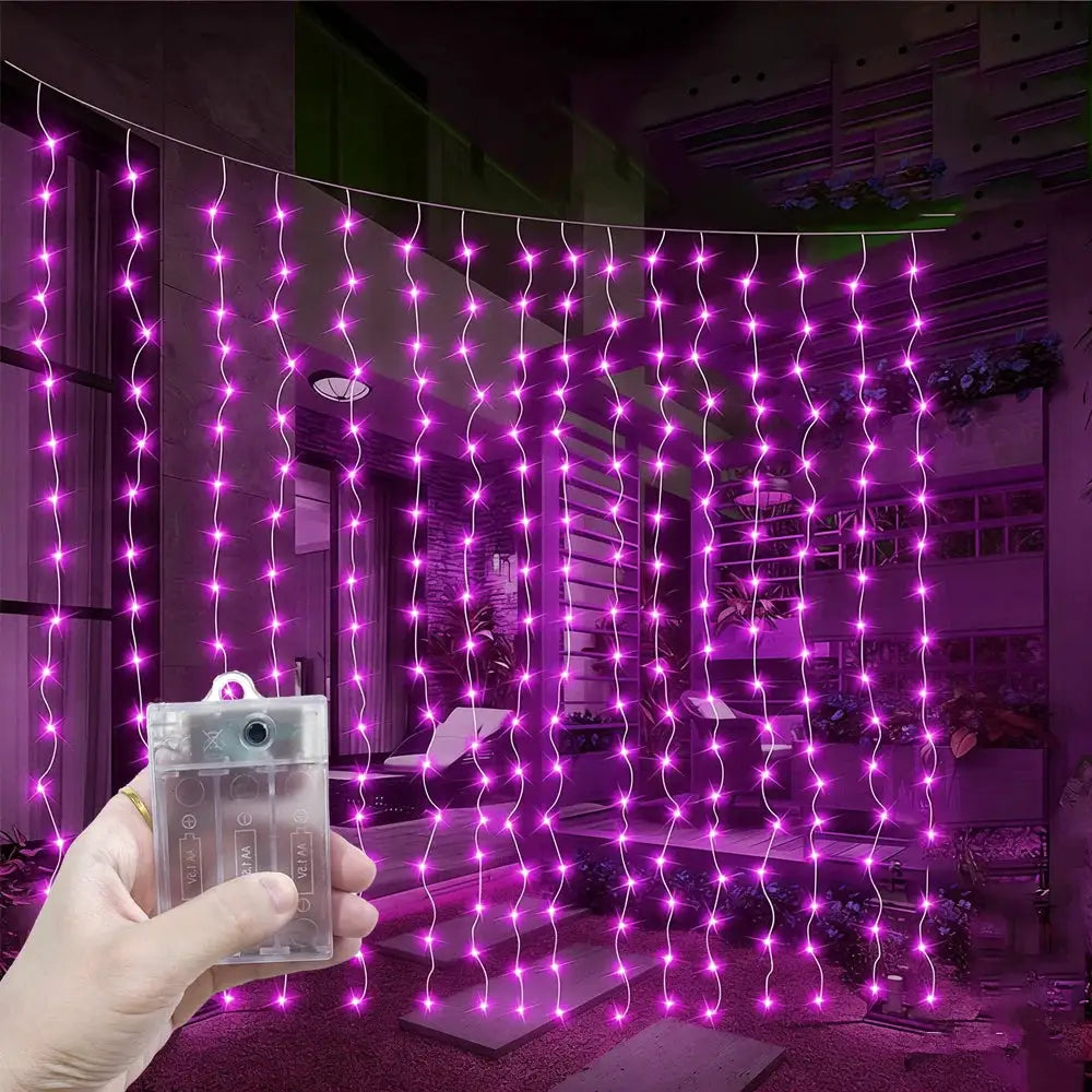 Battery LED 8 Lighting Modes Curtain String Light for Bedroom Home Fairy Lamp Garland Festoon Party Wedding Christmas Decoration from PriceLows™