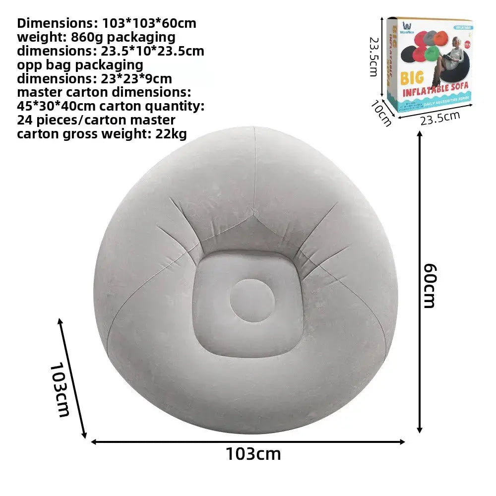 Single Flocked Inflatable Lazy Sofa, Foldable Bean Bag Ball Shaped Inflatable Chair for Indoor Outdoor Leisure Use from PriceLows™