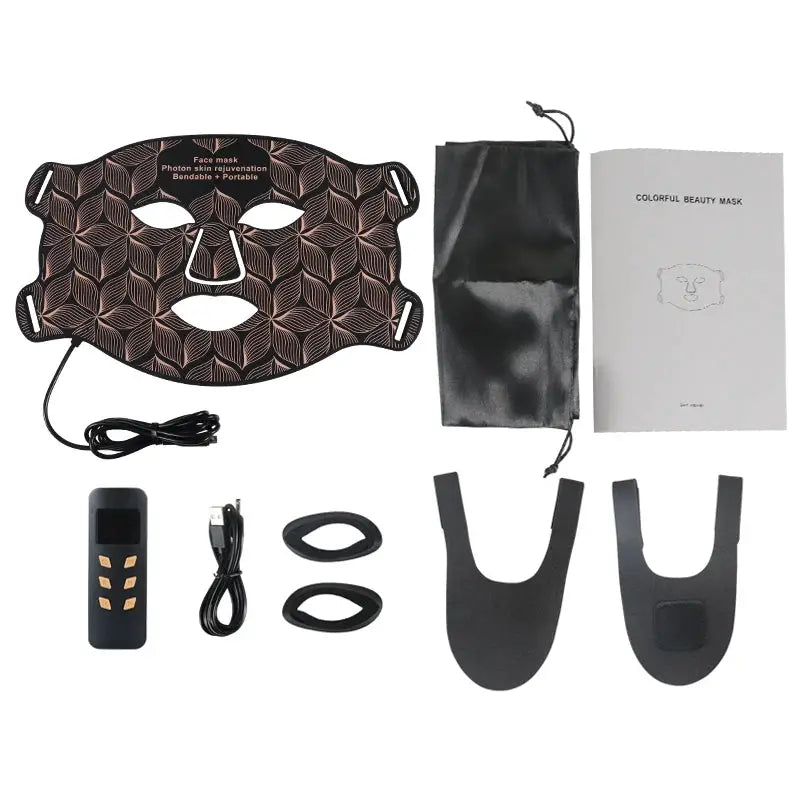 LED Facial Mask with Neck 8 color Near-infrared Red Facial and Neck Photon Oil Control Skin Firming Whitening and Anti Rednes from PriceLows™