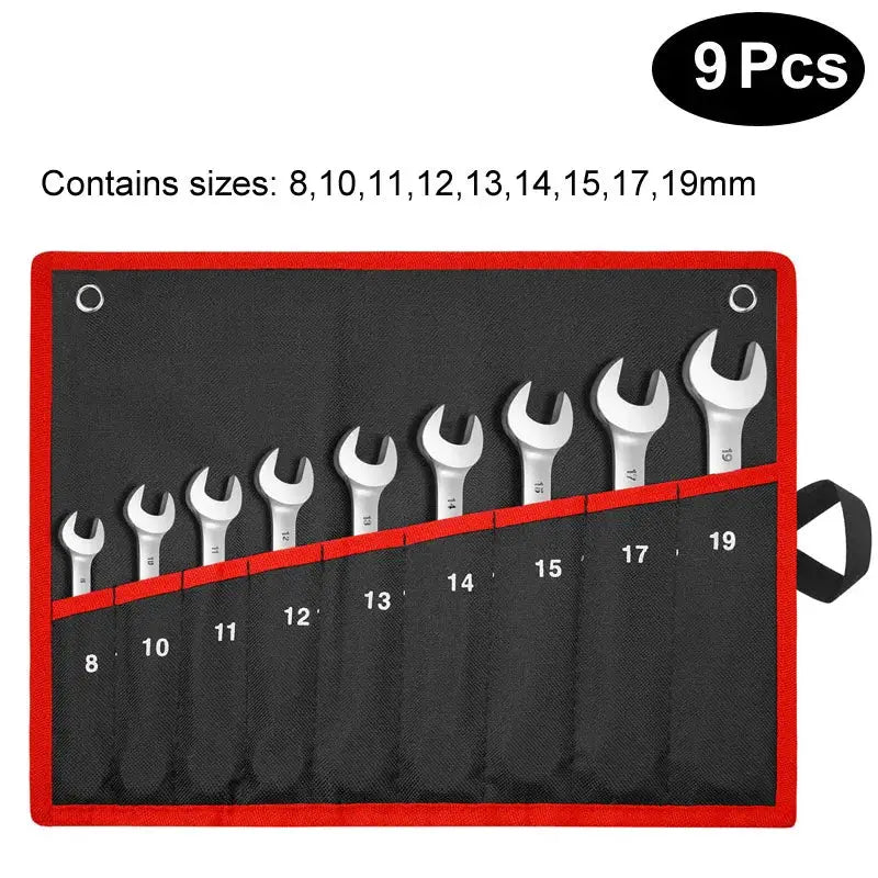 Ratcheting Combination Wrench Set Metric Flexible Head Spanner Set Chrome Vanadium Steel CR-V Flex-Head Ratchet Wrench Set from PriceLows™