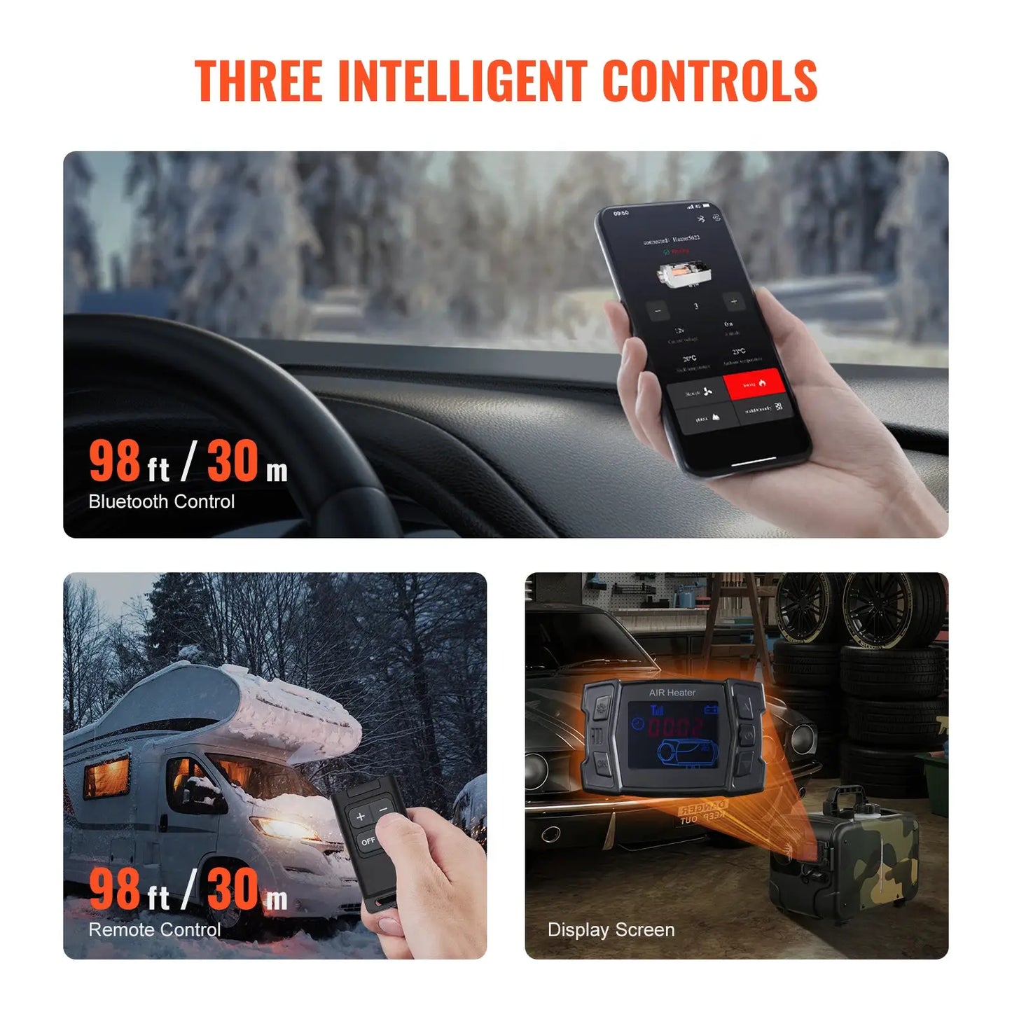 SucceBuy 8KW Car Heater 12V/24V All in One Diesel Air Heater Bluetooth/Display/CO Alarm Horizontal Diesel Heater for Vehicle RV from PriceLows™