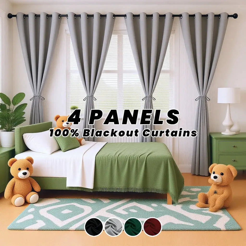 100% Blackout Curtains 4 Panels Thermal Insulated Window Drapes Washable Privacy Protection for Bedroom Living Room Dining Room from PriceLows™