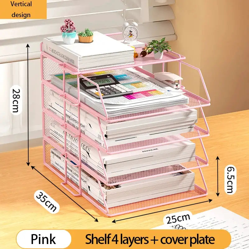4 Tier Pack Stackable Tray Office Desk Organizer File and Desktop Holder for Paper Letter Accessories Black Discount Pack from PriceLows™
